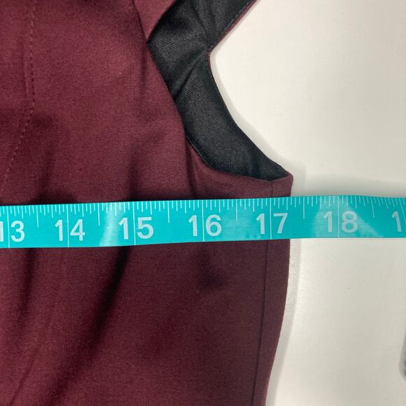 WHBM Size 10 Color-Block Sheath Dress Cream Burgundy Black Cap Sleeve Chic - Picture 4 of 7